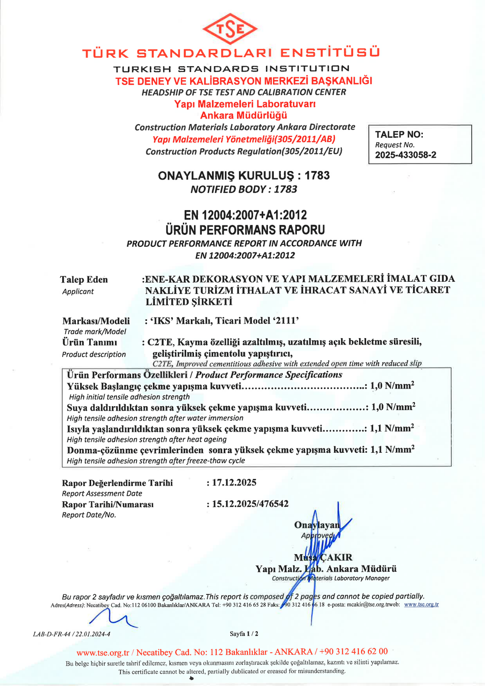 İKS C2TE TİCARİ MODEL 2111