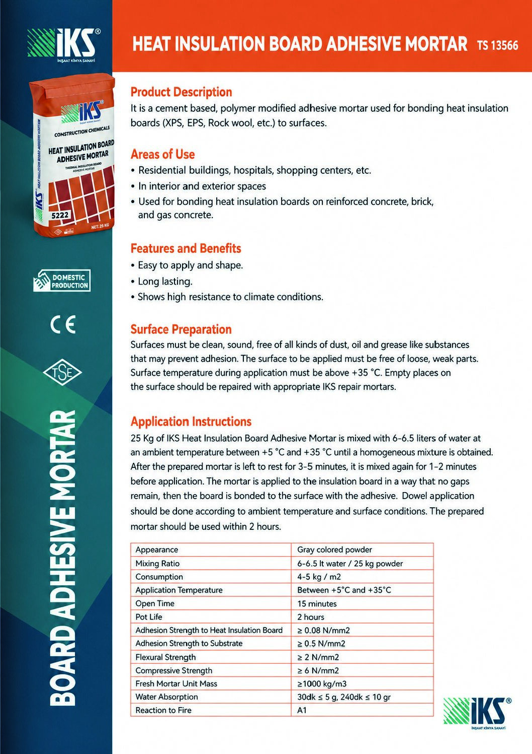 İKS Heat Insulation Board Adhesive Mortar