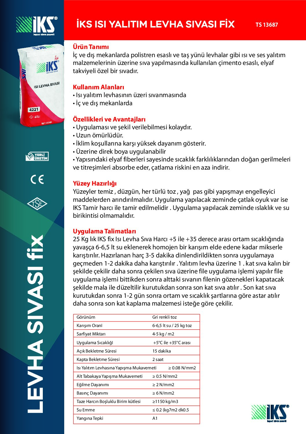İKS Isı Yalıtım Levha Sıvası Fix